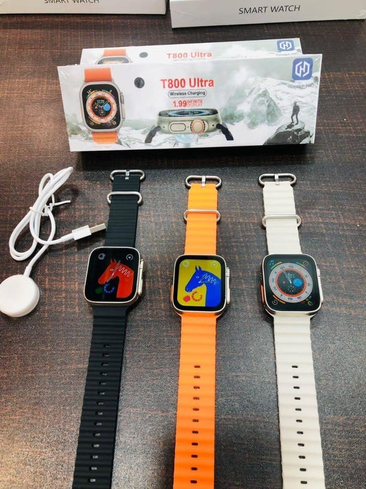 T800 Ultra 2 Watch Series 9 reloj inteligente Smart Watch T800Ultra 2024 Hot Sport Waterproof Wireless Charger SmartWatch (Orange)