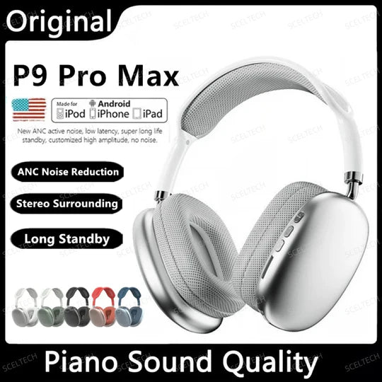 NEW P9 Pro Max Air Wireless Bluetooth Headphones Noise Cancelling Earphones Mic Pods Over Ear Sports Gaming Headset For Apple